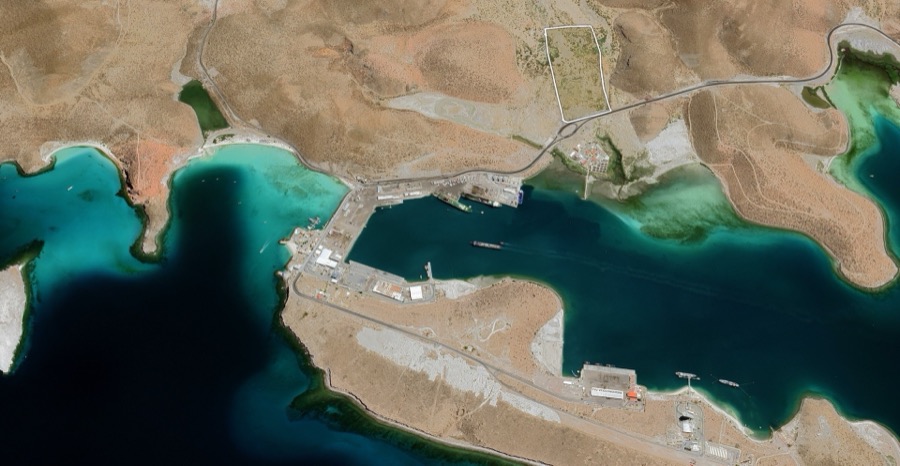 Aerial location map showing Distrito Pichilingue and the port