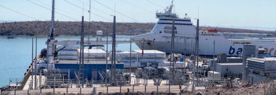 Ferry terminal at the Port of Pichilingue viewed from the site