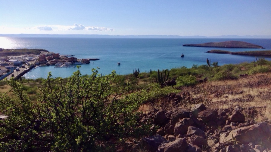 Port, navigation channel, and islands viewed from Pelícano Bay